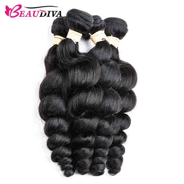 Beaudiva 10A Loose Wave Bundles 4 Bundles With Lace Closure Human Hair Weaves